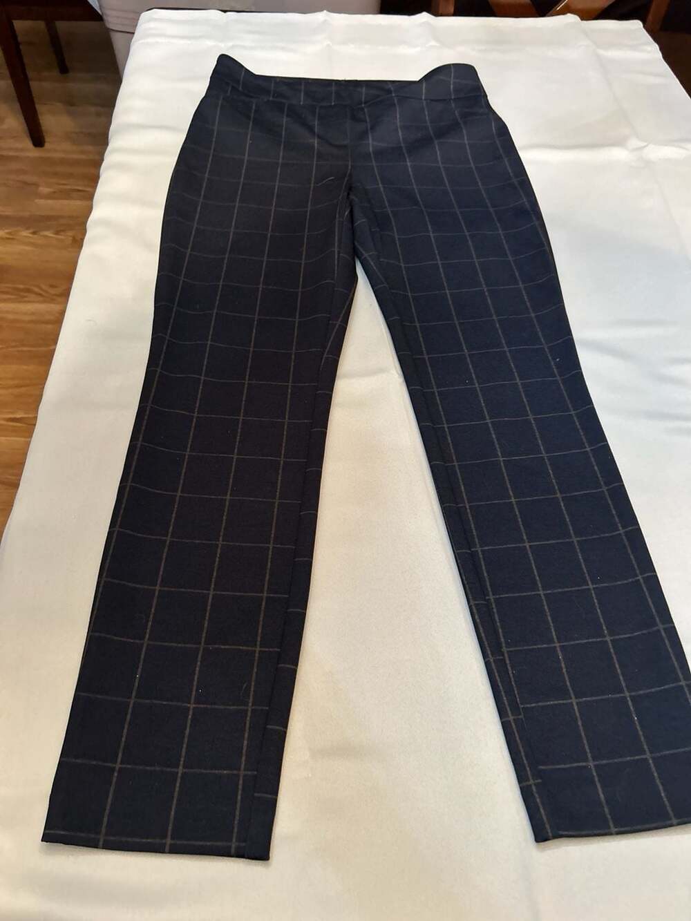 Massimo Fabbro Italy Navy Windowpane Plaid Pull-On Trousers